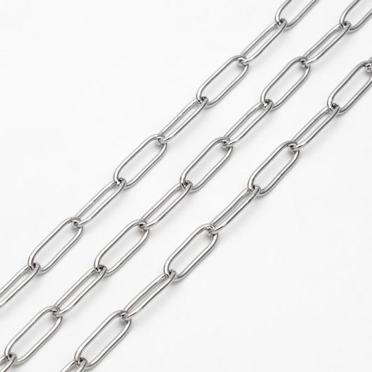 Gold/ Silver tone Cable Chains, Long Oval Link 5x14mm, Gold/ Rhodium plated Brass, Color Not Easily Tarnish (#LK-279)/ 1 Meter=3.3 ft