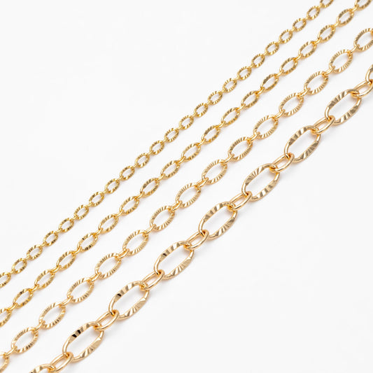 Gold plated Brass Cable Chains, 2/ 2.5 / 3.4 /4.8mm, DIY Necklace Components Wholesale, (#LK-289)/ 1 Meter=3.3 ft