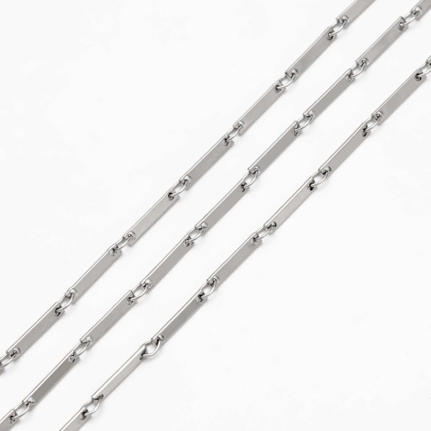 Gold/ Silver Tone Rectangle Bar Chains, 18K Gold/ Rhodium Plated Brass, Dainty Necklace Findings (#LK-440)/ 1 Meter=3.3 ft