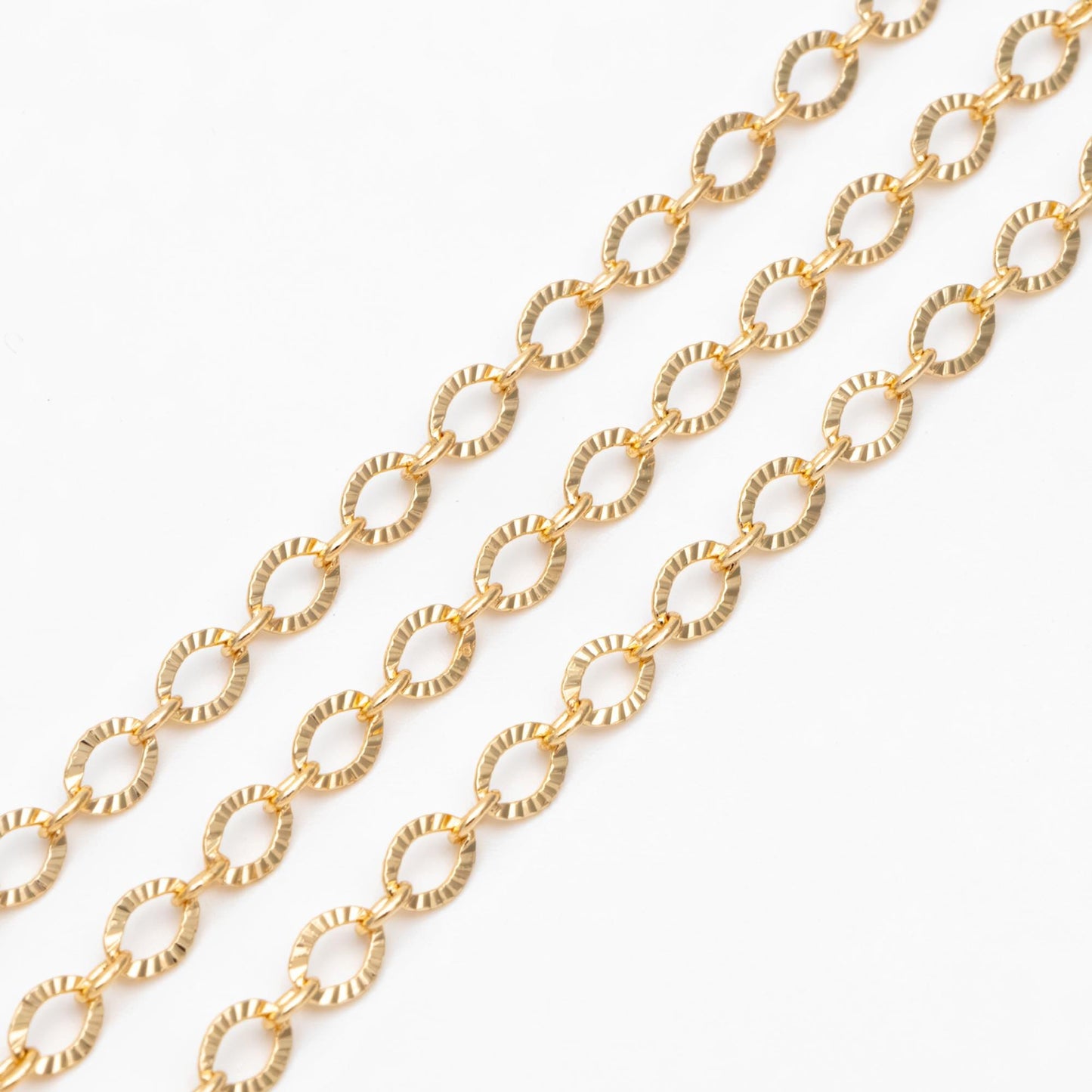 Gold/ Silver tone Flat Oval Cable Chains 4mm, 18K Gold/ Rhodium plated on Brass, Craft DIY Jewelry Chain Wholesale (#LK-238)/ 1 Meter=3.3 ft