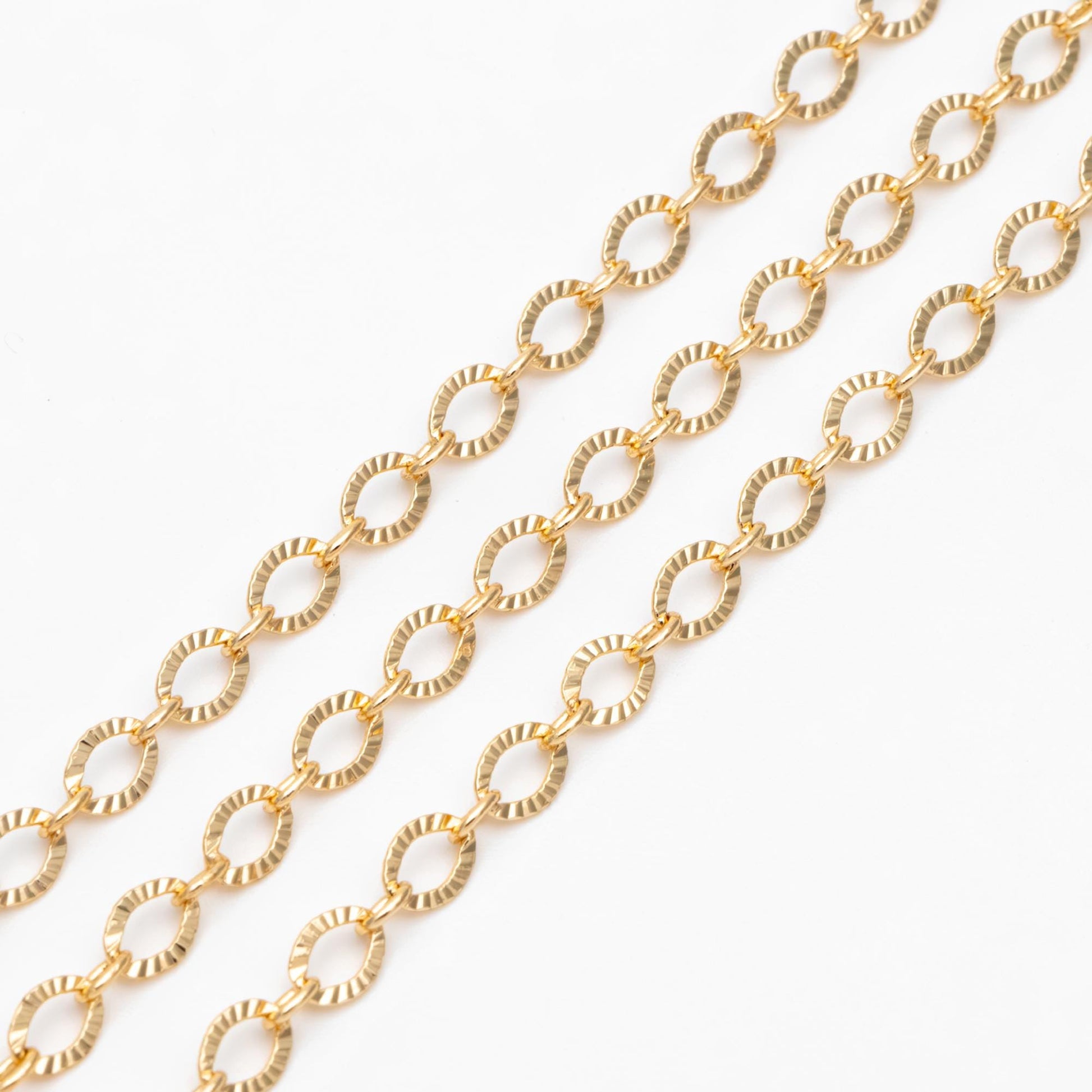 Gold/ Silver tone Flat Oval Cable Chains 4mm, 18K Gold/ Rhodium plated on Brass, Craft DIY Jewelry Chain Wholesale (#LK-238)/ 1 Meter=3.3 ft