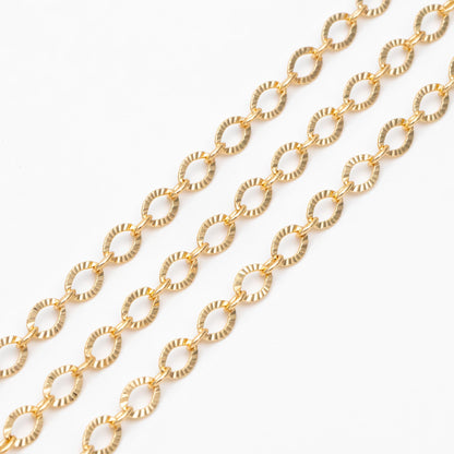 Gold/ Silver tone Flat Oval Cable Chains 4mm, 18K Gold/ Rhodium plated on Brass, Craft DIY Jewelry Chain Wholesale (#LK-238)/ 1 Meter=3.3 ft