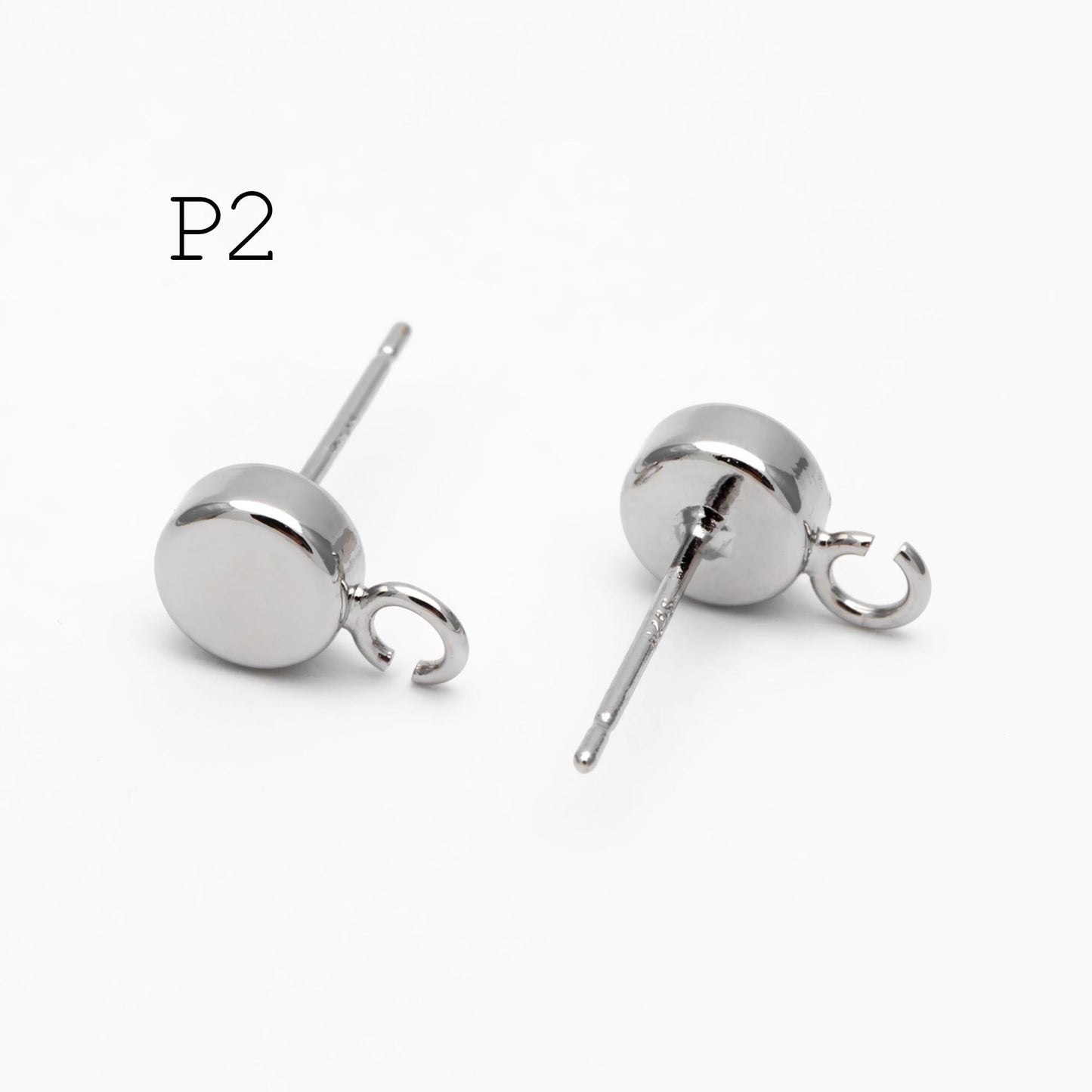 10pcs Gold / Rhodium / Rose Gold plated Brass Coin Stud Earring, Round Coin Ear Post with Loop (GB-656)