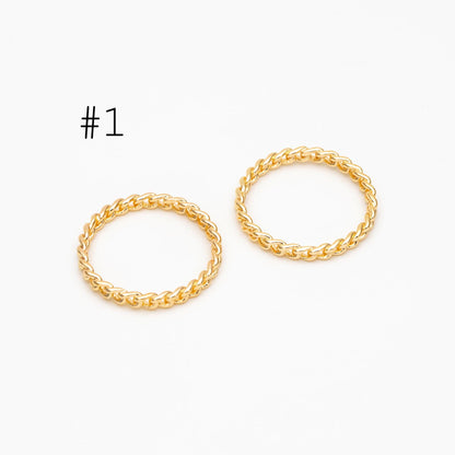 4pcs Gold/ Silver tone Ring 20mm Round, Gold/ Rhodium plated Brass, Closed Dangle Circle Charm Connectors (#JZ-036)