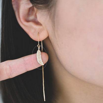 4pcs CZ pave Gold Leaf Charms, 18K Gold plated Brass, Dainty Feather Pendants (GB-2310)