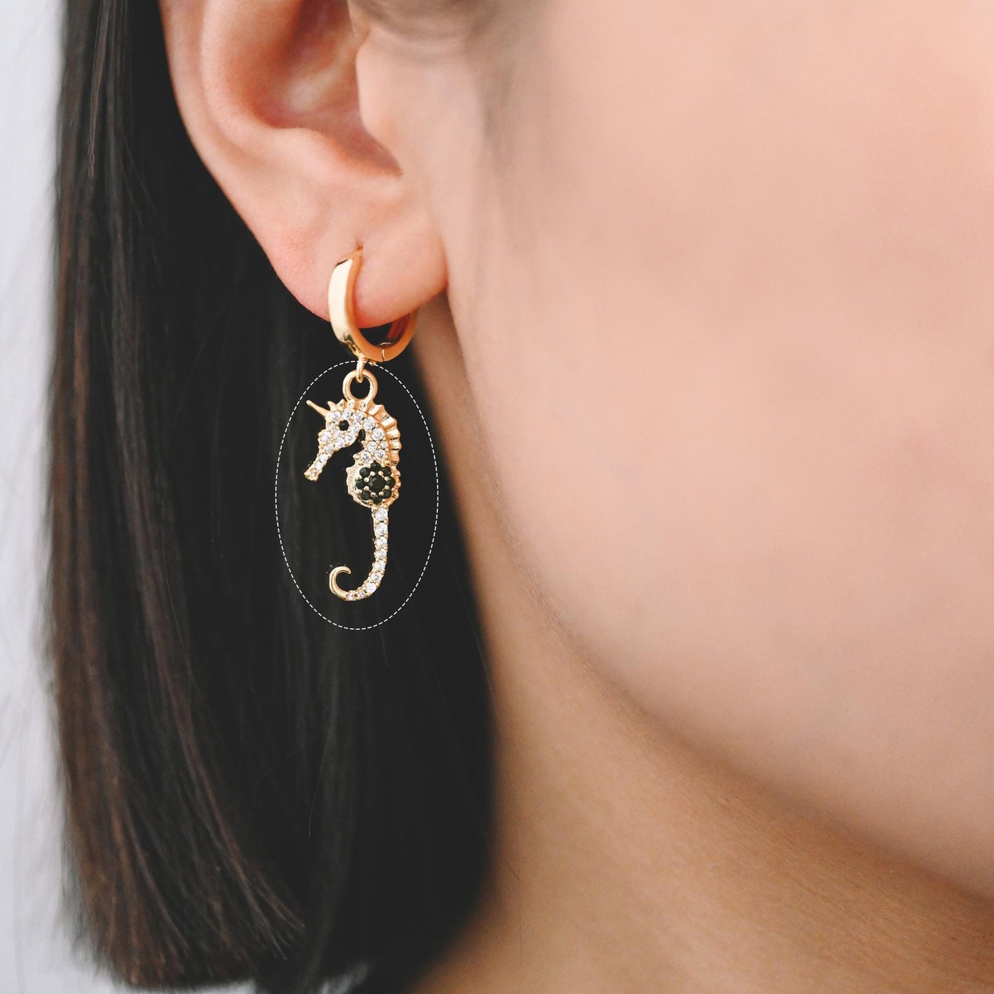 4pcs CZ Pave Seahorse Charm, Hippocampus Pendants for Necklace/ Earrings, DIY Supplies Wholesale (GB-2502)