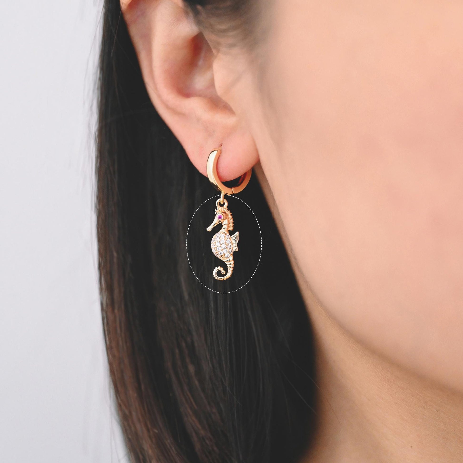 4pcs CZ Pave Seahorse Charm, Hippocampus Pendants for Necklace/ Earrings, DIY Supplies Wholesale (GB-2502)