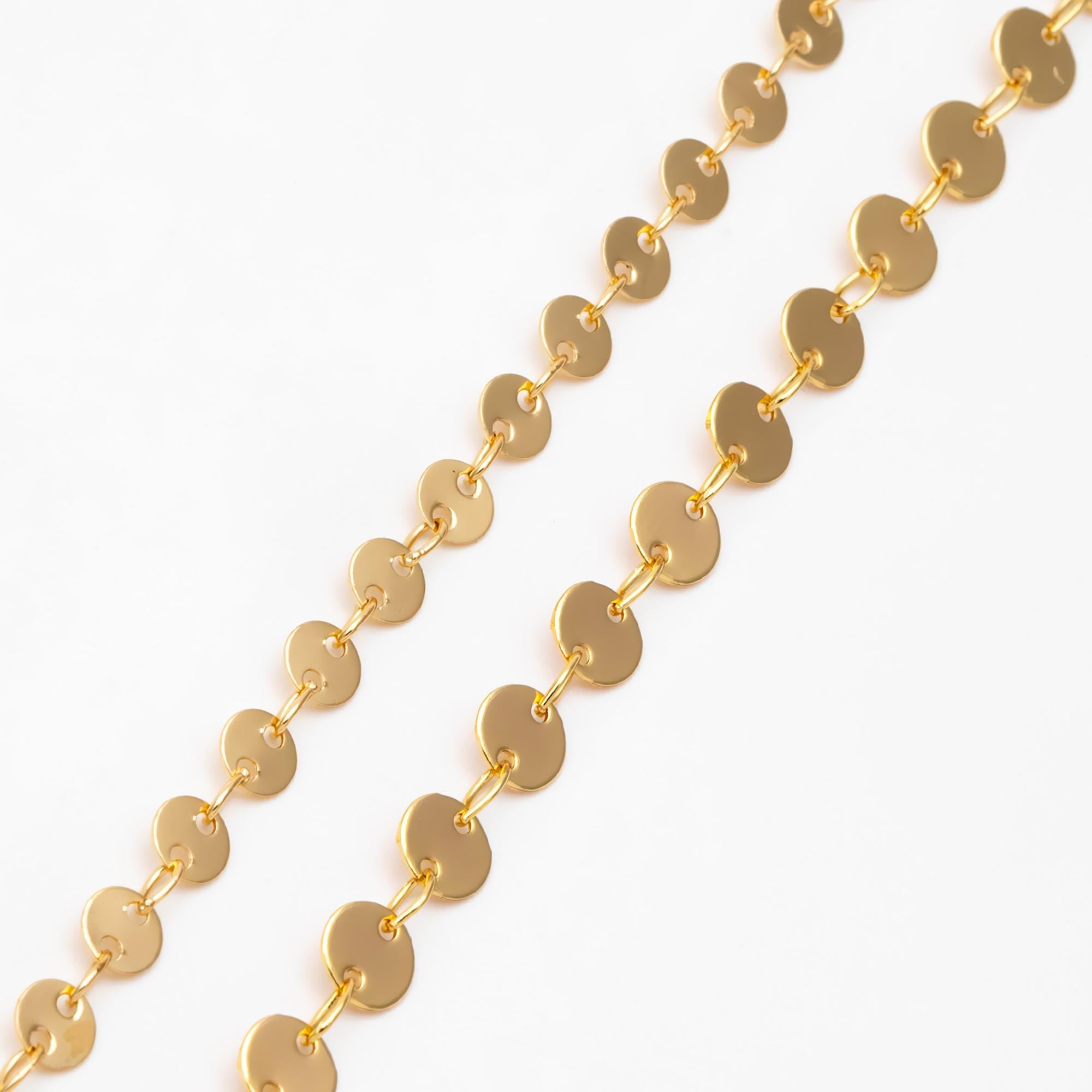 Gold/ Silver tone Round Disc Chains 4mm/ 5mm, Handmade Disk Geometric Chain (#LK-154)/ 1 Meter=3.3 feet
