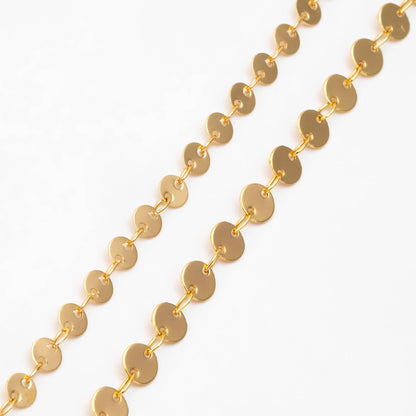 Gold/ Silver tone Round Disc Chains 4mm/ 5mm, Handmade Disk Geometric Chain (#LK-154)/ 1 Meter=3.3 feet