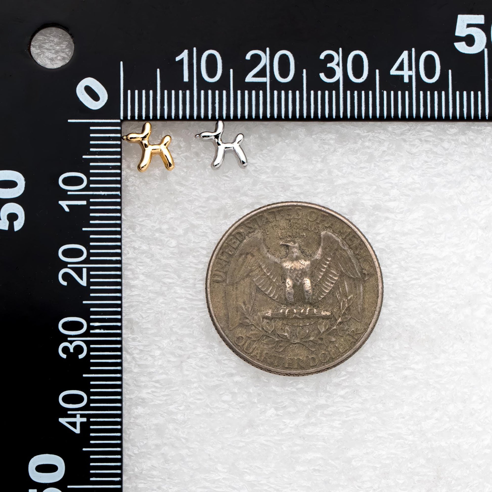 10pcs Gold/ Silver Tone Dog Earrings, 18K Gold/ Rhodium Plated Brass, Minimalist Balloon Dog Stud Earring (GB-4665)