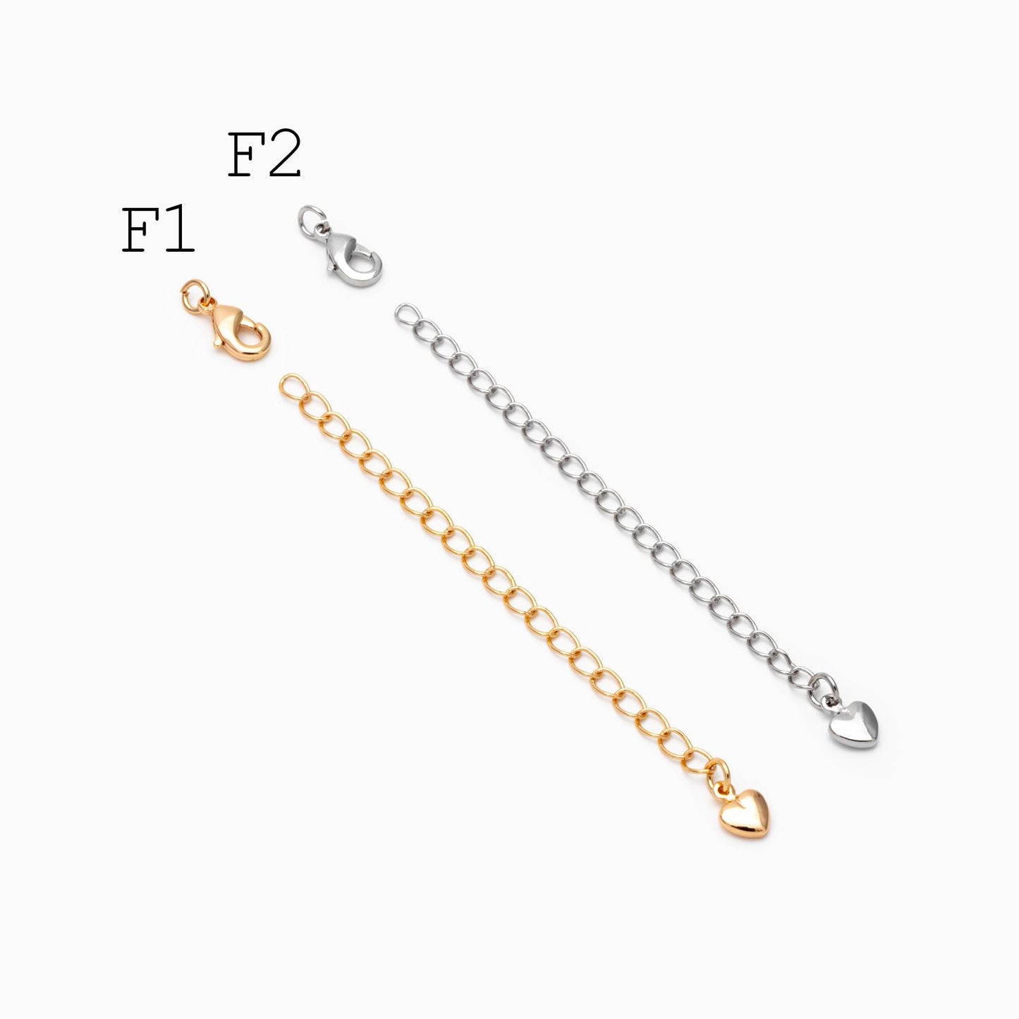 10pcs Gold/ Silver Tone Lobster Claw Clasps with Extender Chain , Gold/ Rhodium plated Brass, Necklace Bracelet Extension Chain (GB-100)