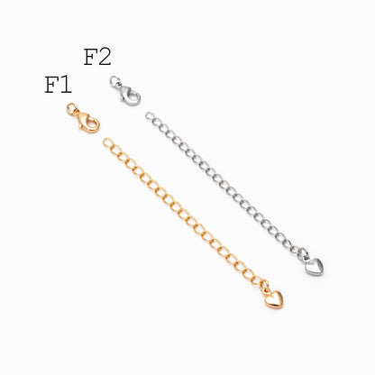 10pcs Gold/ Silver Tone Lobster Claw Clasps with Extender Chain , Gold/ Rhodium plated Brass, Necklace Bracelet Extension Chain (GB-100)