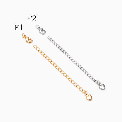 10pcs Gold/ Silver Tone Lobster Claw Clasps with Extender Chain , Gold/ Rhodium plated Brass, Necklace Bracelet Extension Chain (GB-100)