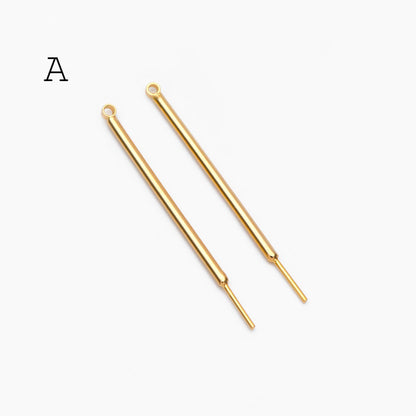 10pcs Gold/ Silver Tone Long Bar Charms , Gold/ Rhodium plated Brass Stick Pendants (GB-1279)
