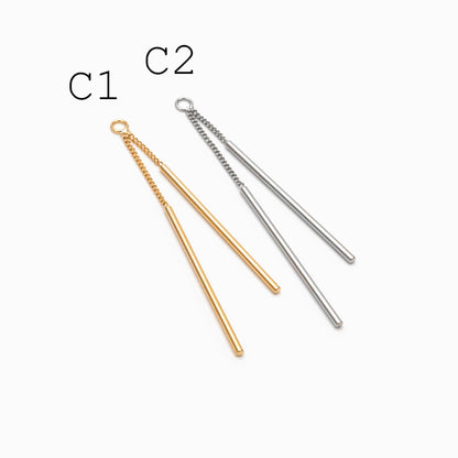 10pcs Gold/ Silver Tone Long Bar Charms , Gold/ Rhodium plated Brass Stick Pendants (GB-1279)