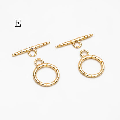 10pcs Gold Toggle Clasp, Jewelry Clasp, 18K Gold Plated Brass, Close Clasp (GB-1285)