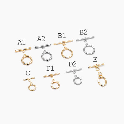 10 sets Gold/ Silver Tone Toggle Clasp, Real Gold/ Rhodium plated Brass, Close Clasp (#GB-1543)