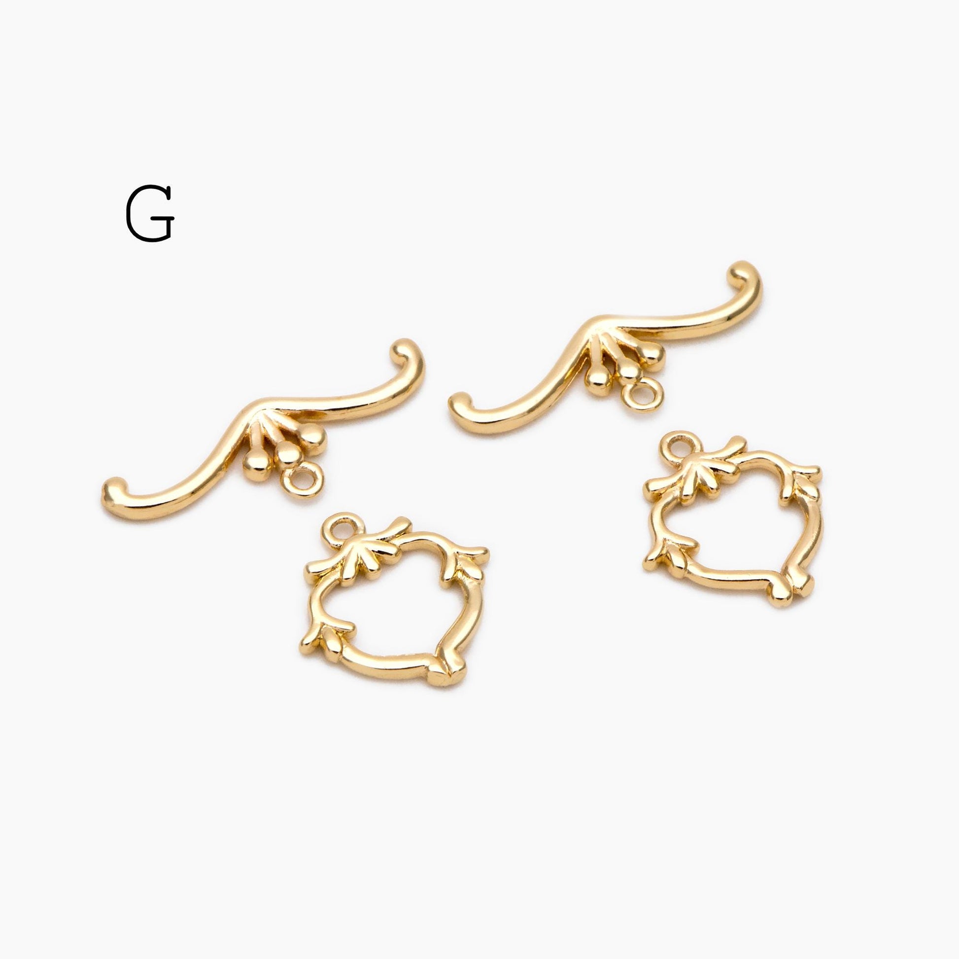 10 sets Gold Toggle Clasp, Real Gold plated Brass, Easy Close Clasp (GB-2563)