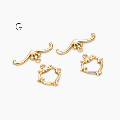 10 sets Gold Toggle Clasp, Real Gold plated Brass, Easy Close Clasp (GB-2563)
