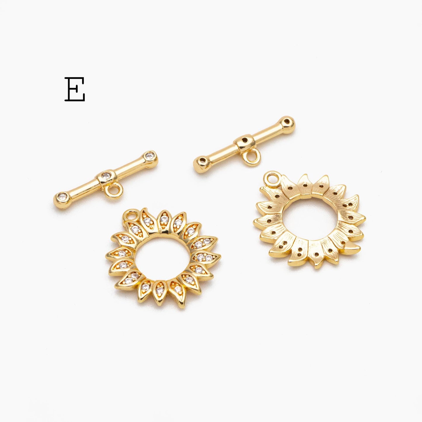 4pcs CZ Pave Gold Toggle Clasp, Jewelry Clasp, 18K Gold Plated, Close Clasp (GB-3544)
