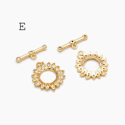 4pcs CZ Pave Gold Toggle Clasp, Jewelry Clasp, 18K Gold Plated, Close Clasp (GB-3544)