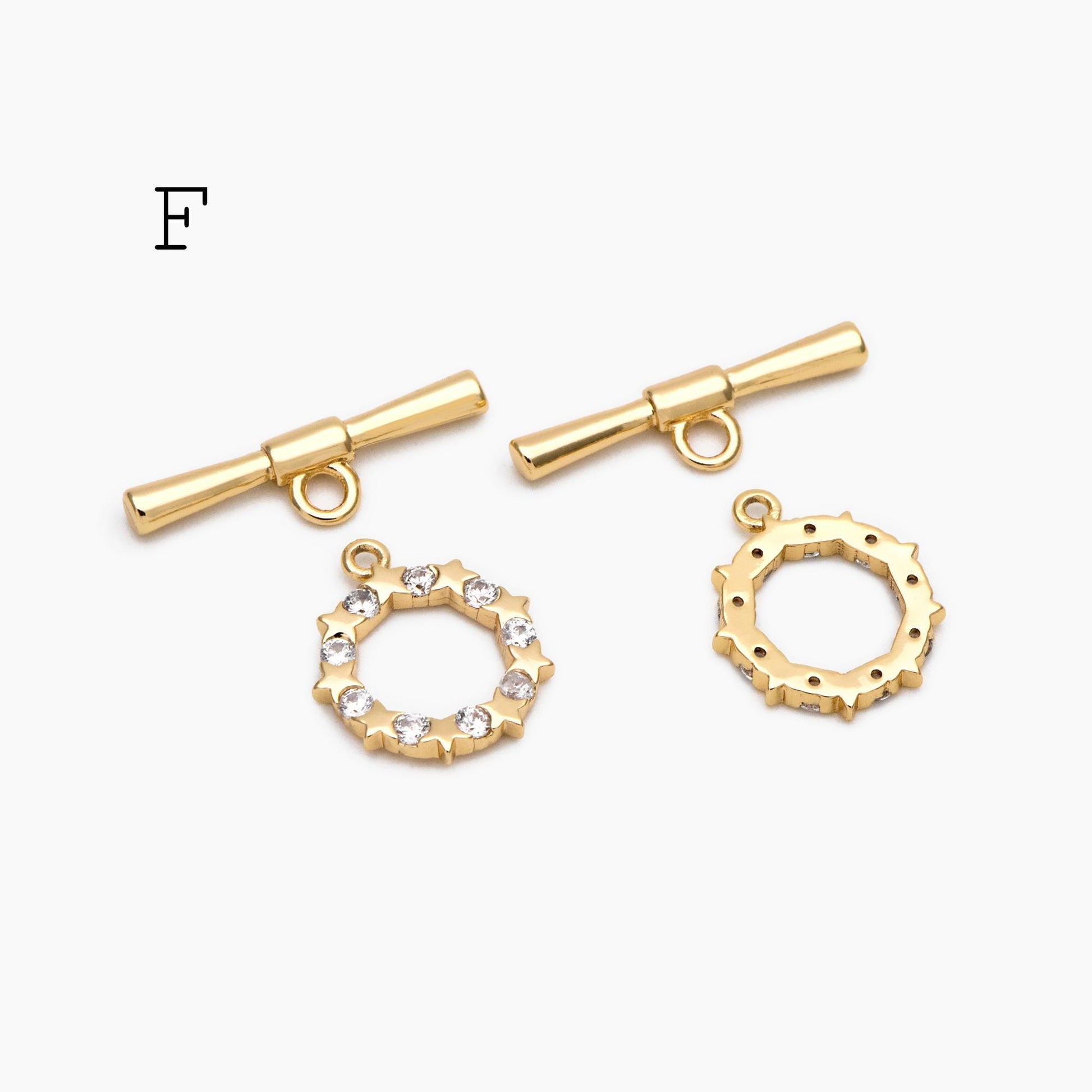4pcs CZ Pave Gold Toggle Clasp, Jewelry Clasp, 18K Gold Plated, Close Clasp (GB-3544)