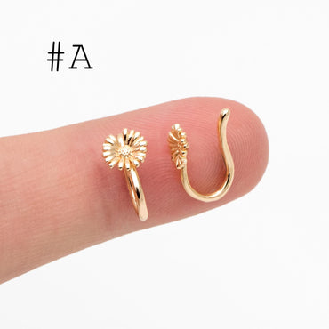 4pcs Gold Nose Cuff, Non Piercing Ear Cuff, Gold plated Brass, Adjustable Fake Nose Rings, Dainty Nose Jewelry (GB-3709)