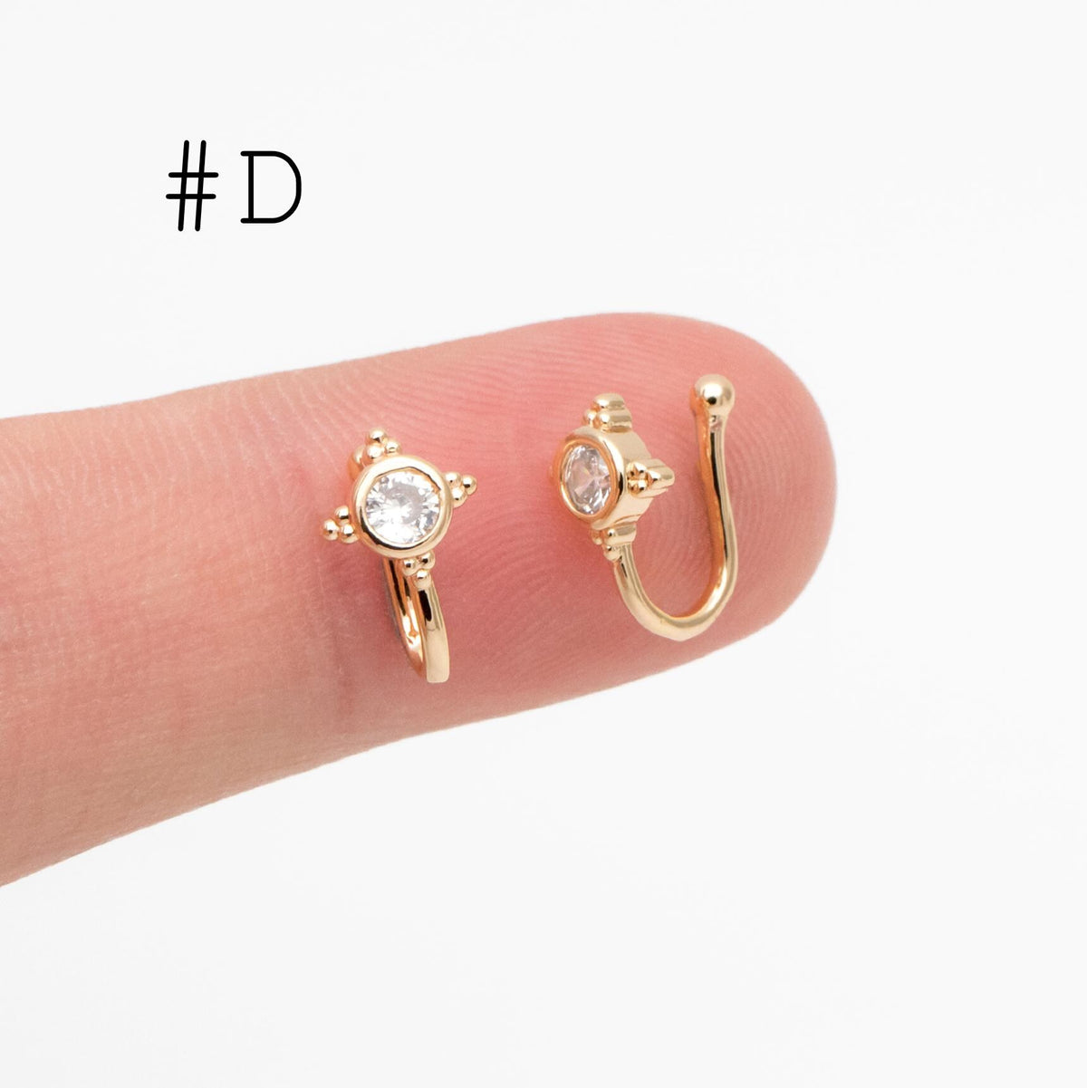 4pcs Gold Nose Cuff, Non Piercing Ear Cuff, Gold plated Brass, Adjustable Fake Nose Rings, Dainty Nose Jewelry (GB-3709)