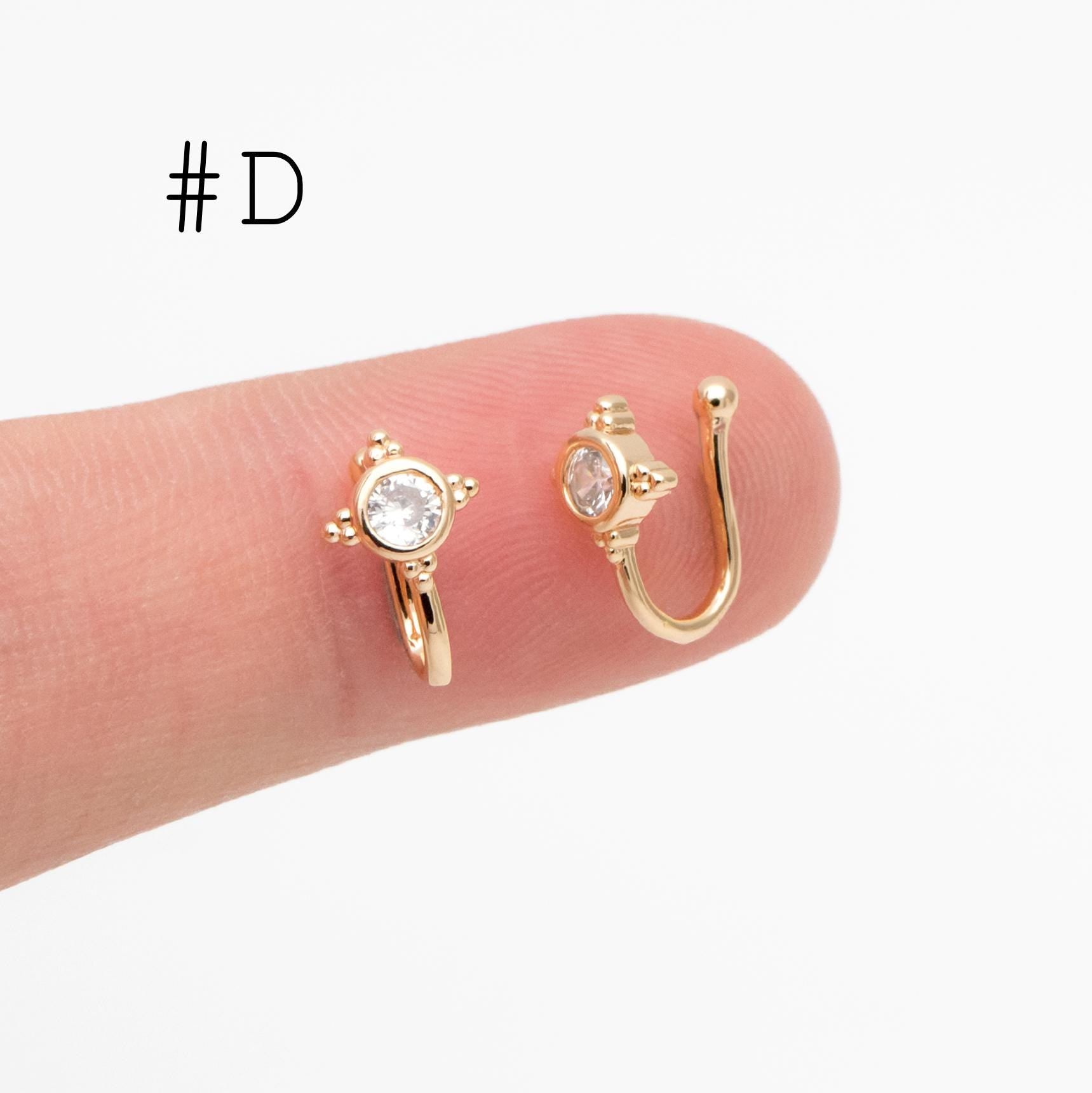 4pcs Gold Nose Cuff, Non Piercing Ear Cuff, Gold plated Brass, Adjustable Fake Nose Rings, Dainty Nose Jewelry (GB-3709)