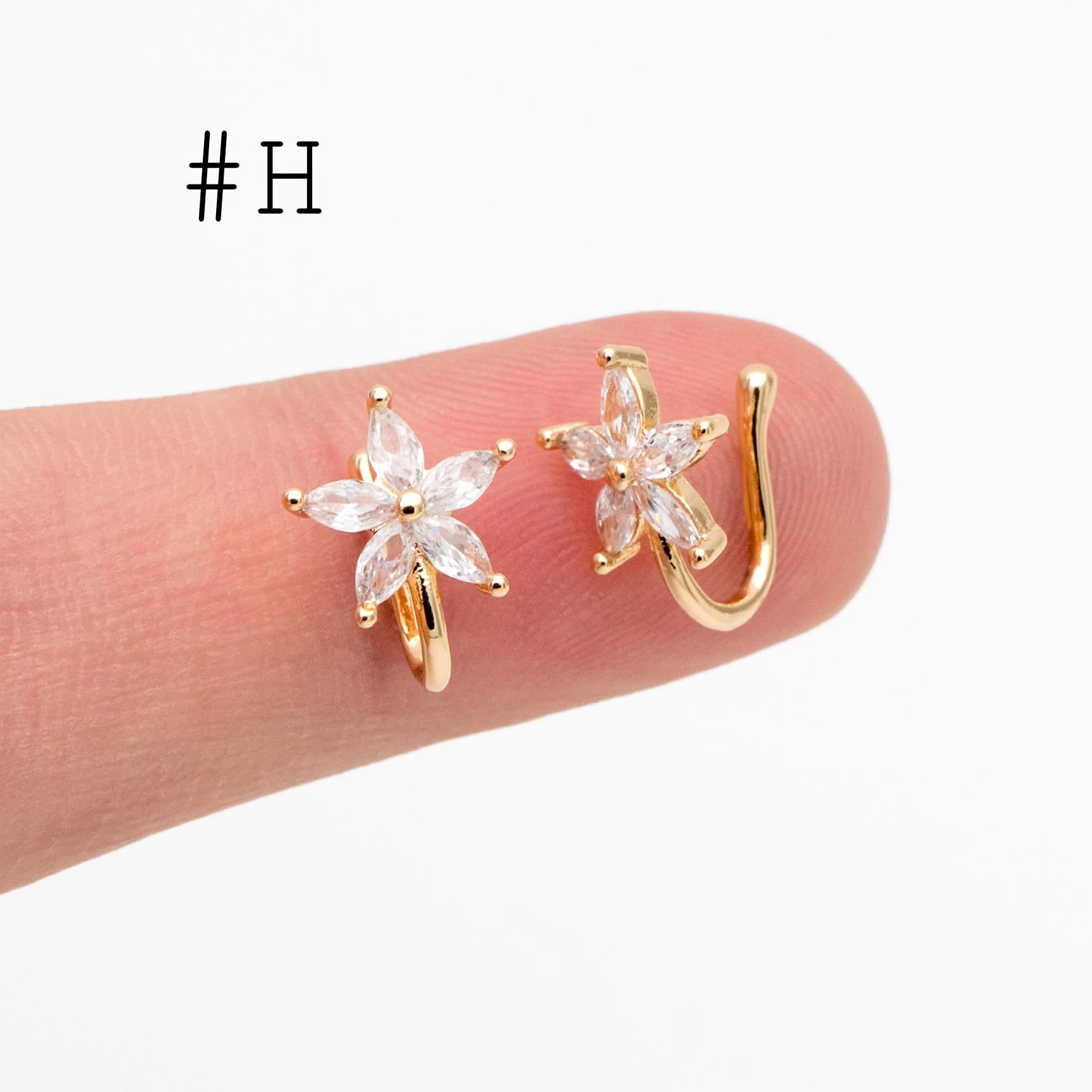 4pcs Gold Nose Cuff, Non Piercing Ear Cuff, Gold plated Brass, Adjustable Fake Nose Rings, Dainty Nose Jewelry (GB-3709)