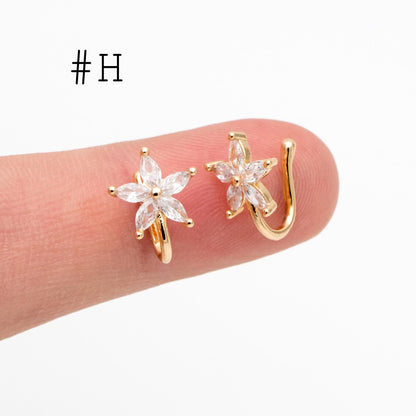 4pcs Gold Nose Cuff, Non Piercing Ear Cuff, Gold plated Brass, Adjustable Fake Nose Rings, Dainty Nose Jewelry (GB-3709)