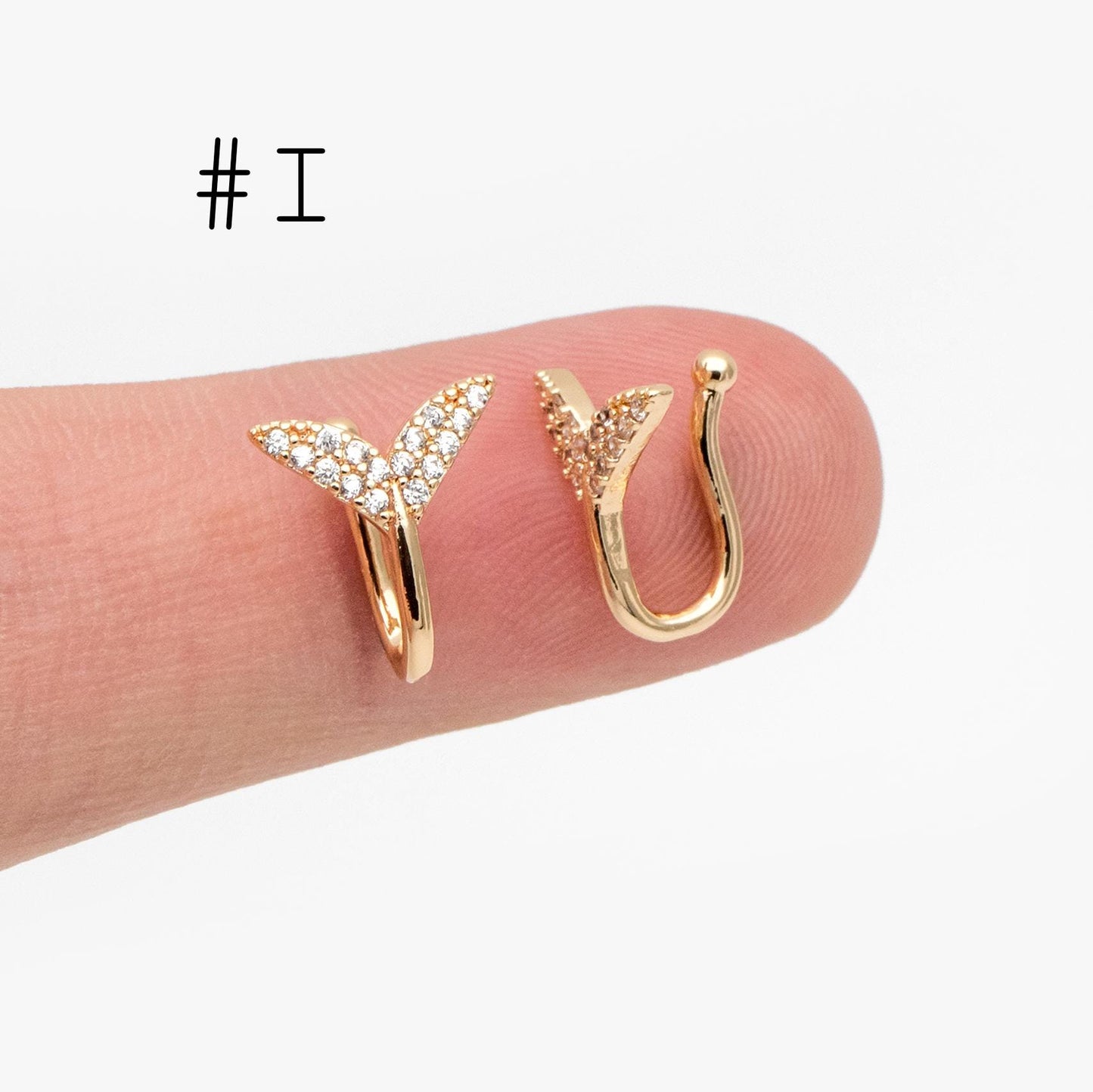 4pcs Gold Nose Cuff, Non Piercing Ear Cuff, Gold plated Brass, Adjustable Fake Nose Rings, Dainty Nose Jewelry (GB-3709)