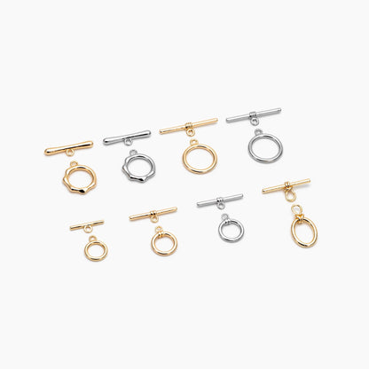 10 sets Gold/ Silver Tone Toggle Clasp, Real Gold/ Rhodium plated Brass, Close Clasp (#GB-1543)