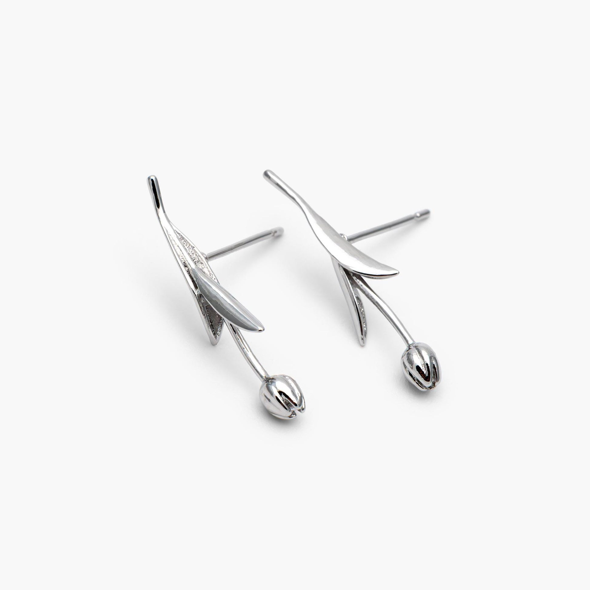 10pcs Gold/ Silver Tulip Flower Earrings 24x6mm, Gold/ Rhodium Plated Brass Flower Stud Earrings (GB-4010)