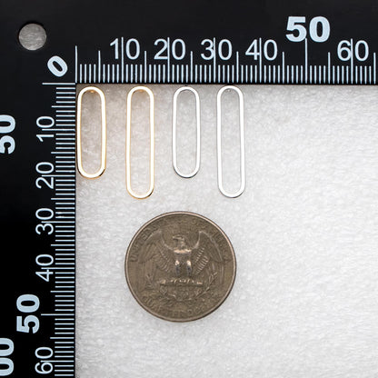 10pcs Long Oval Hoop Ear Posts, 18K Gold/ Rhodium plated Brass, Geometric Stud Earring, 20mm / 25mm, DIY Ear Wire Findings (GB-711)