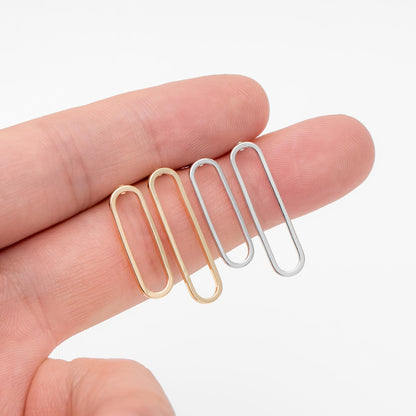 10pcs Long Oval Hoop Ear Posts, 18K Gold/ Rhodium plated Brass, Geometric Stud Earring, 20mm / 25mm, DIY Ear Wire Findings (GB-711)