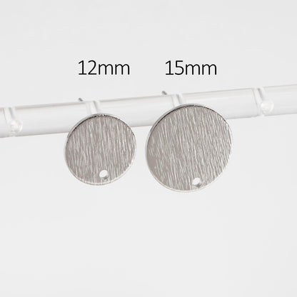 10pcs Brushed Gold/ Silver Disc Earring Post 12/ 15mm, Geometric Minimalist Coin Earring, Round Disk Stud Earring (#GB-4656)