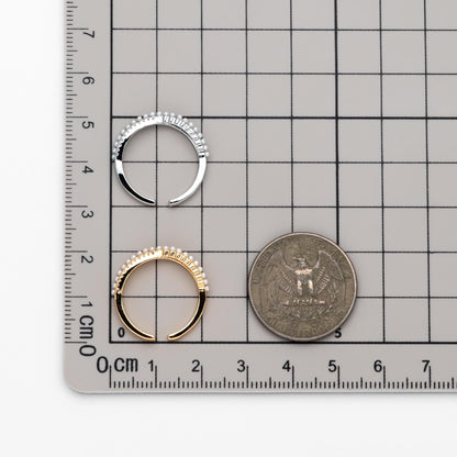 4pcs CZ Pave Finger Ring, Faux Pearl Ring, Gold/ Rhodium plated Brass, Gift for Her, Dainty Ring, Adjustable Ring (#GB-4657)