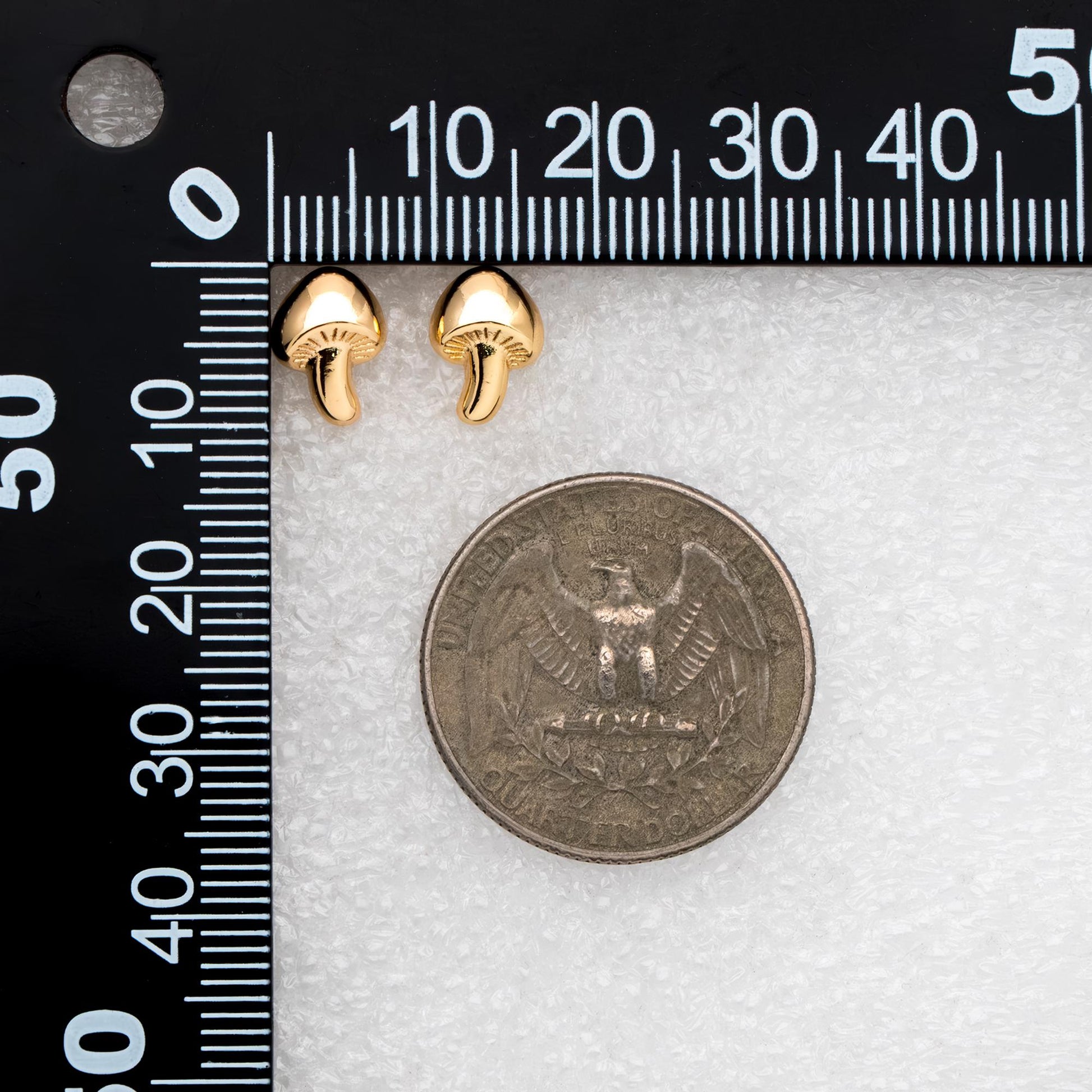 10pcs Gold Mushroom Stud Earrings, 18K Gold plated Brass, Minimalist Stud Earring (GB-4659)
