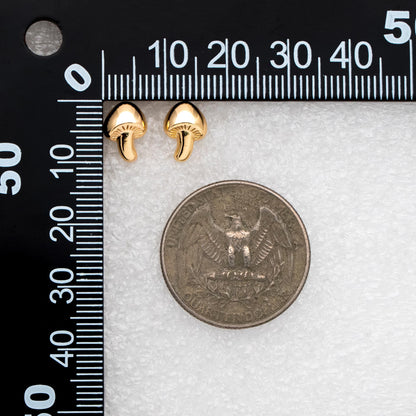 10pcs Gold Mushroom Stud Earrings, 18K Gold plated Brass, Minimalist Stud Earring (GB-4659)