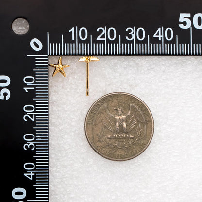 10pcs Gold/ Silver Starfish Ear Post, Real Gold/ Rhodium Plated Brass Star Stud Earrings (#GB-4662)
