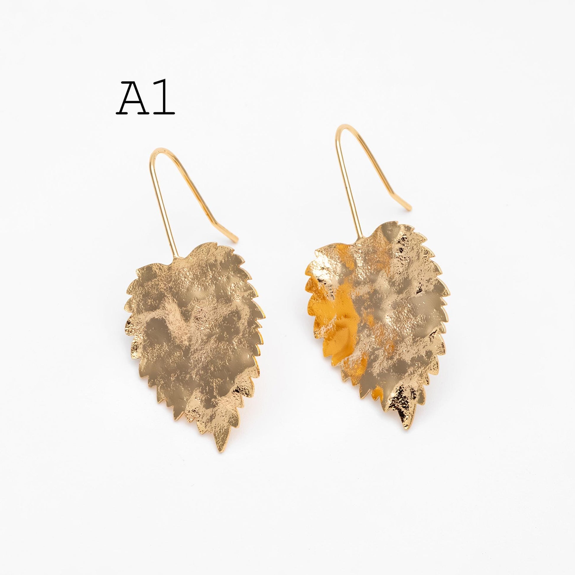 4pcs Gold/ Silver Tone Leaf Ear Hooks, Simple Earwires Earring Components (GB-3323)