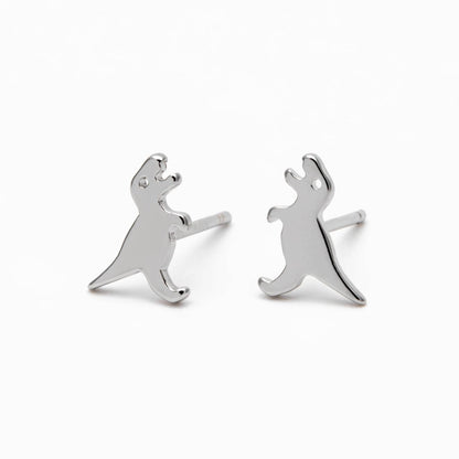 10pcs Gold/ Silver Brushed Dinosaur Earrings 8x9mm, Tiny Stud Earrings (GB-4082)