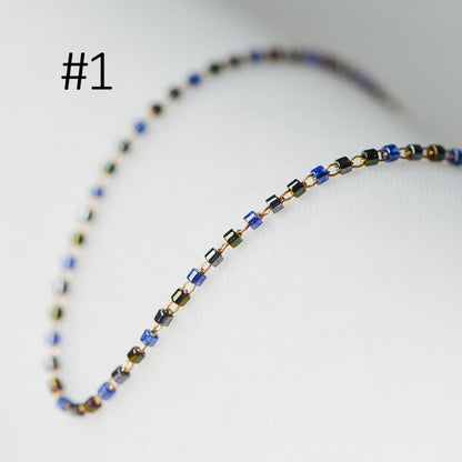 Dainty Miyuki Seed Glass Bead Chain 1.8mm, Unplated Brass Beaded Tiny Chain, Multi Colors Mix (#LK-052)/ 1 Meter=3.3ft