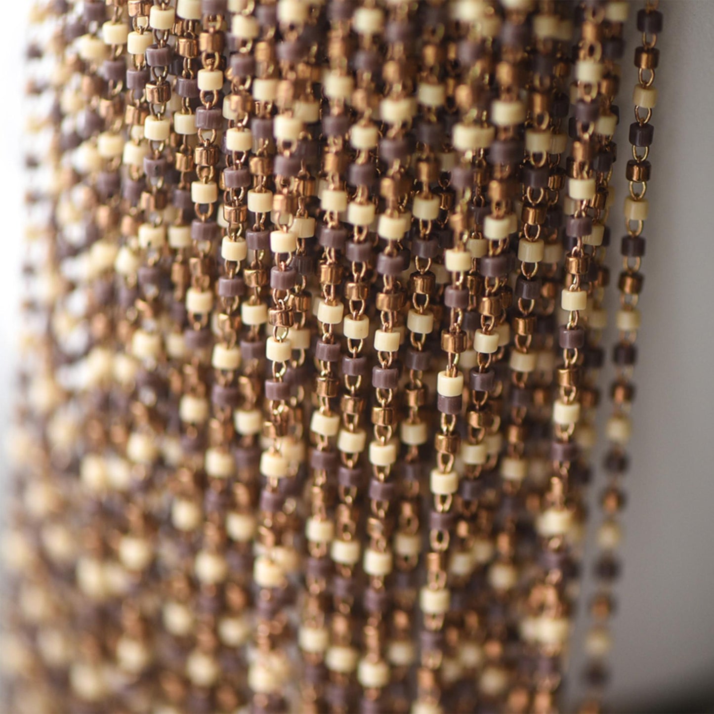 Dainty Miyuki Seed Glass Bead Chain 1.8mm, Unplated Brass Beaded Tiny Chain, Multi Colors Mix (#LK-052)/ 1 Meter=3.3ft