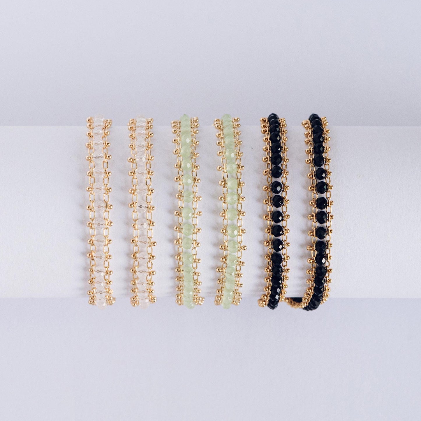 Gold plated Brass Beaded Chain 7mm, Designer Chain with Crystal Glass Rondelle Beads (#LK-171)/ 1 Meter=3.3ft