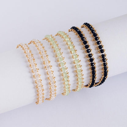 Gold plated Brass Beaded Chain 7mm, Designer Chain with Crystal Glass Rondelle Beads (#LK-171)/ 1 Meter=3.3ft