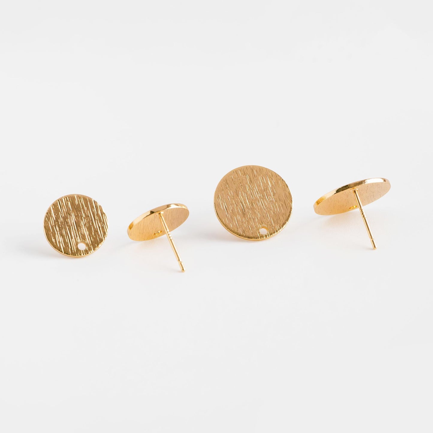 10pcs Brushed Gold/ Silver Disc Earring Post 12/ 15mm, Geometric Minimalist Coin Earring, Round Disk Stud Earring (#GB-4656)