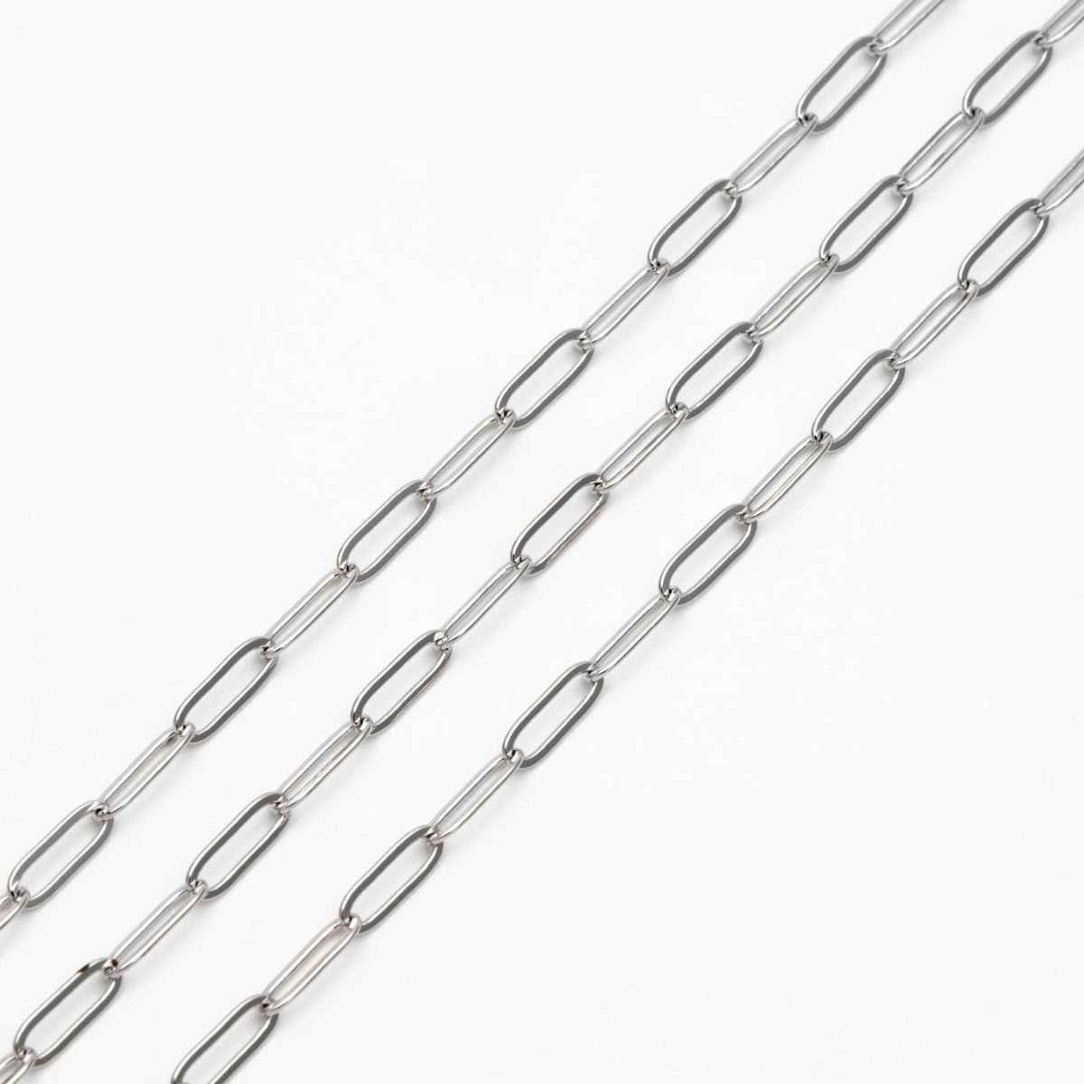 Paperclip Chain Chain, Gold/ Rhodium (silver)/ Rose Gold, Oval Link 3.2x9mm, Long Cable Chain (#LK-272)/ 1 Meter=3.3ft