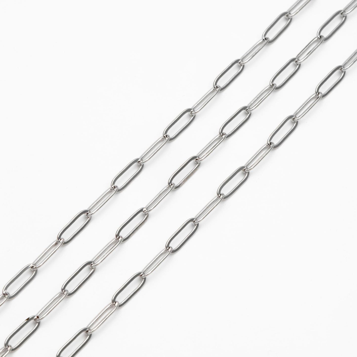 Paperclip Chain Chain, Gold/ Rhodium (silver)/ Rose Gold, Oval Link 3.2x9mm, Long Cable Chain (#LK-272)/ 1 Meter=3.3ft